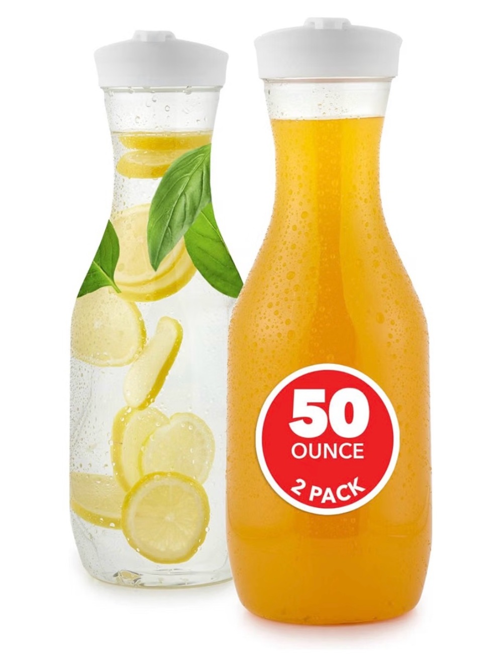 50 oz White Lid Beverage Carafe Set - 2 Pack